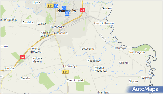 mapa Łotoszyny, Łotoszyny na mapie Targeo