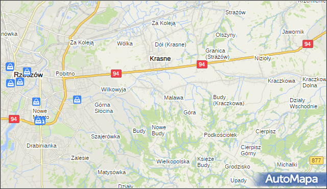mapa Malawa gmina Krasne, Malawa gmina Krasne na mapie Targeo