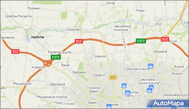 mapa Marysin gmina Jastków, Marysin gmina Jastków na mapie Targeo