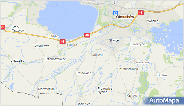 mapa Meszno gmina Otmuchów, Meszno gmina Otmuchów na mapie Targeo