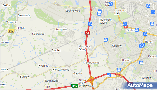 mapa Mokronos Górny, Mokronos Górny na mapie Targeo