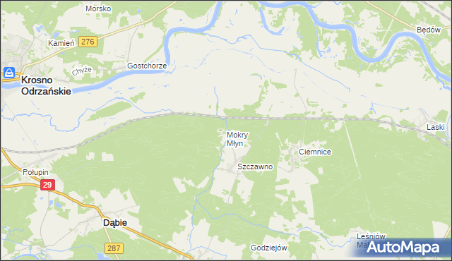 mapa Mokry Młyn, Mokry Młyn na mapie Targeo