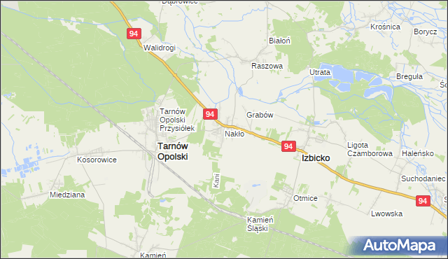 mapa Nakło gmina Tarnów Opolski, Nakło gmina Tarnów Opolski na mapie Targeo