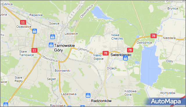mapa Nakło Śląskie, Nakło Śląskie na mapie Targeo