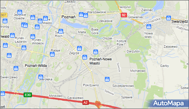 mapa Nowe Miasto gmina Poznań, Nowe Miasto gmina Poznań na mapie Targeo