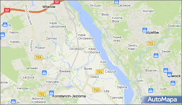 mapa Obórki gmina Konstancin-Jeziorna, Obórki gmina Konstancin-Jeziorna na mapie Targeo