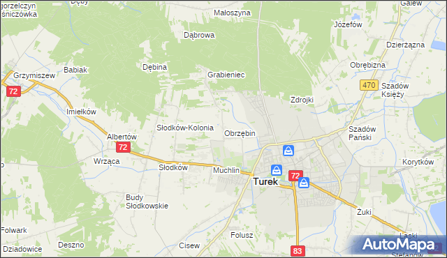 mapa Obrzębin, Obrzębin na mapie Targeo