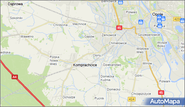 mapa Osiny gmina Komprachcice, Osiny gmina Komprachcice na mapie Targeo