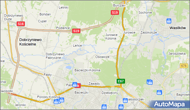 mapa Osowicze, Osowicze na mapie Targeo