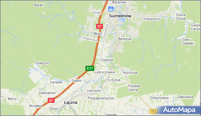 mapa Ostojów, Ostojów na mapie Targeo