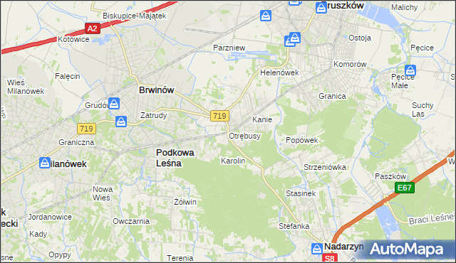 mapa Otrębusy, Otrębusy na mapie Targeo
