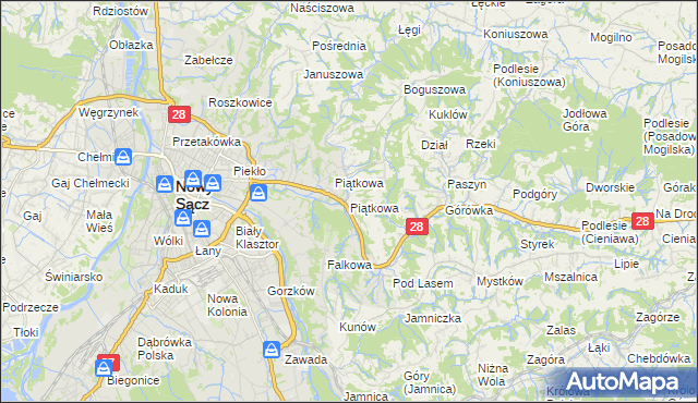 mapa Piątkowa gmina Chełmiec, Piątkowa gmina Chełmiec na mapie Targeo