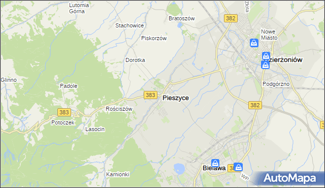 mapa Pieszyce, Pieszyce na mapie Targeo