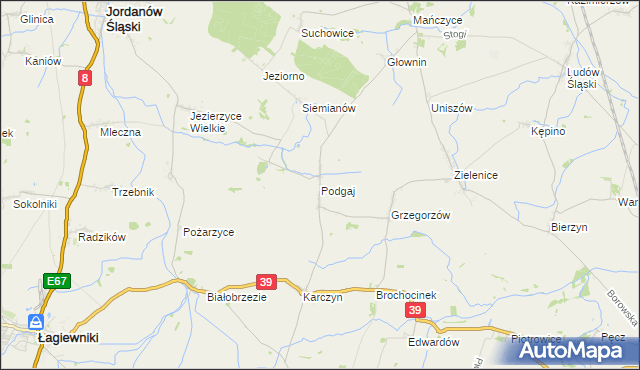 mapa Podgaj gmina Kondratowice, Podgaj gmina Kondratowice na mapie Targeo