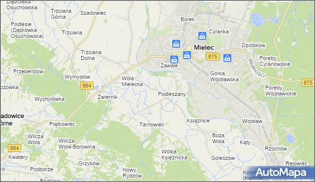 mapa Podleszany, Podleszany na mapie Targeo