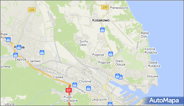 mapa Pogórze gmina Kosakowo, Pogórze gmina Kosakowo na mapie Targeo