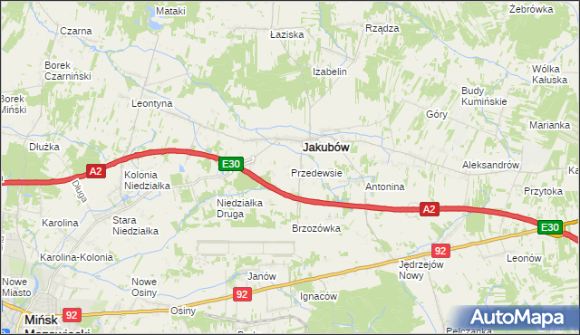 mapa Przedewsie gmina Jakubów, Przedewsie gmina Jakubów na mapie Targeo