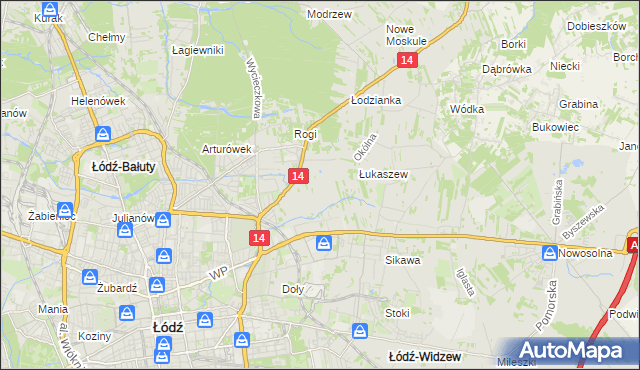 mapa Różki gmina Łódź, Różki gmina Łódź na mapie Targeo