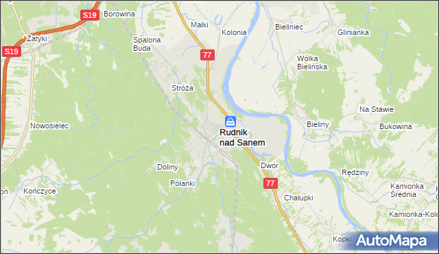 mapa Rudnik nad Sanem, Rudnik nad Sanem na mapie Targeo