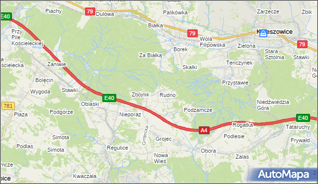 mapa Rudno gmina Krzeszowice, Rudno gmina Krzeszowice na mapie Targeo