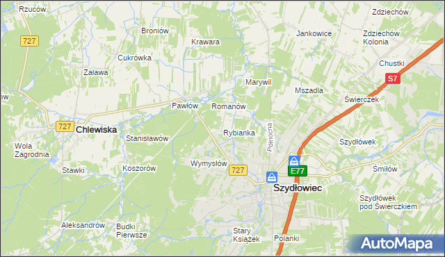 mapa Rybianka, Rybianka na mapie Targeo