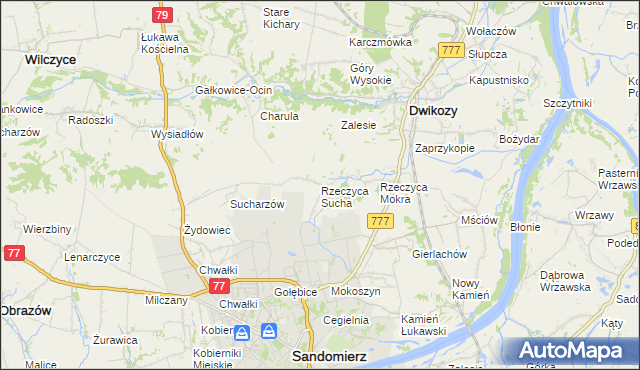 mapa Rzeczyca Sucha, Rzeczyca Sucha na mapie Targeo