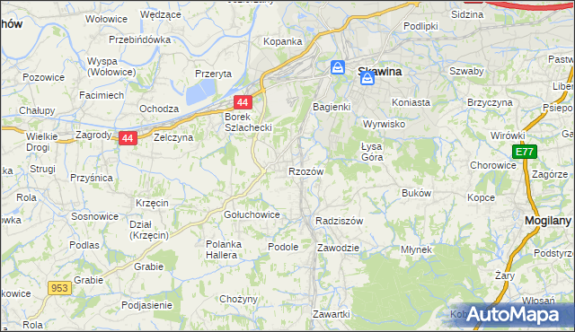 mapa Rzozów, Rzozów na mapie Targeo