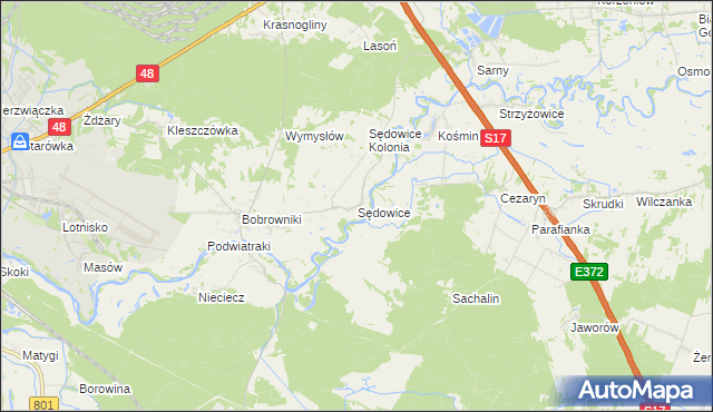 mapa Sędowice gmina Ryki, Sędowice gmina Ryki na mapie Targeo