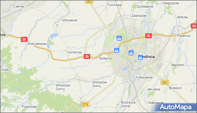 mapa Słotwina gmina Świdnica, Słotwina gmina Świdnica na mapie Targeo