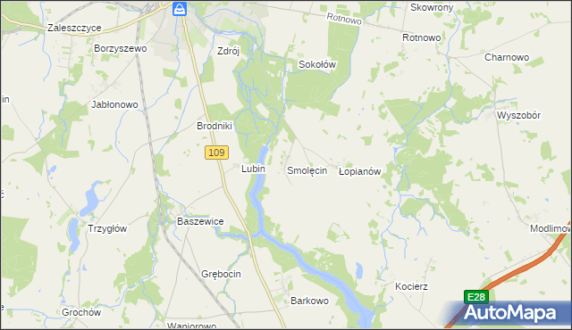 mapa Smolęcin gmina Gryfice, Smolęcin gmina Gryfice na mapie Targeo