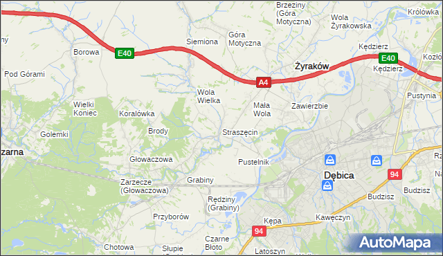 mapa Straszęcin, Straszęcin na mapie Targeo