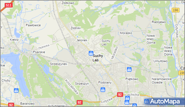 mapa Suchy Las powiat poznański, Suchy Las powiat poznański na mapie Targeo