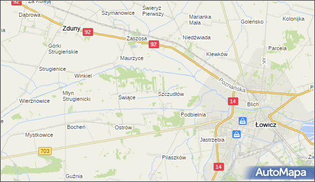 mapa Szczudłów, Szczudłów na mapie Targeo