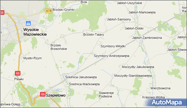 mapa Szymbory-Andrzejowięta, Szymbory-Andrzejowięta na mapie Targeo