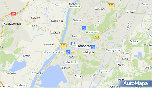 mapa Tarnobrzegu, Tarnobrzeg na mapie Targeo