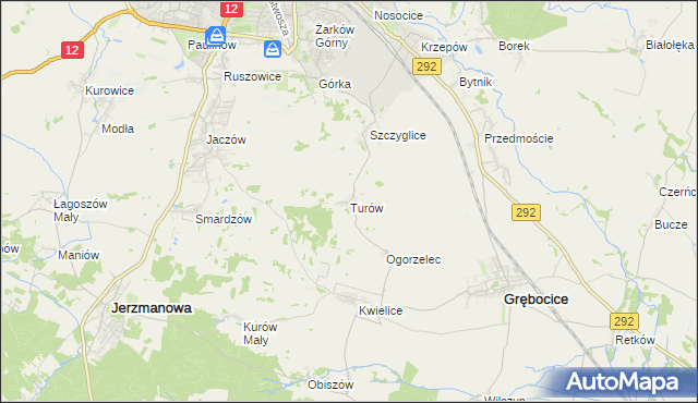 mapa Turów gmina Głogów, Turów gmina Głogów na mapie Targeo