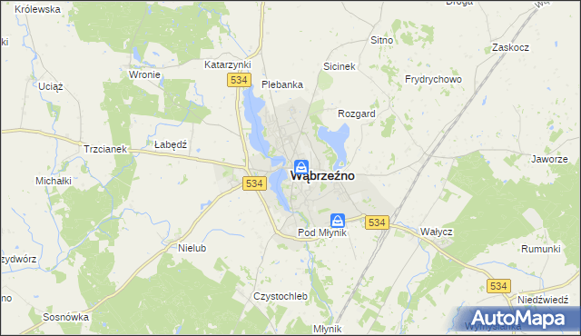 mapa Wąbrzeźno, Wąbrzeźno na mapie Targeo