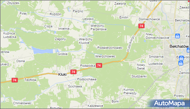 mapa Wierzchowiec, Wierzchowiec na mapie Targeo