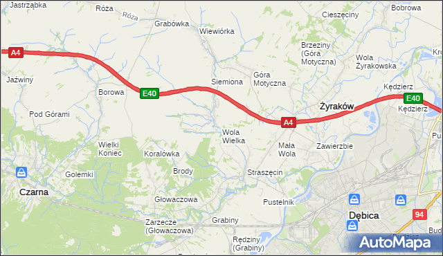 mapa Wola Wielka gmina Żyraków, Wola Wielka gmina Żyraków na mapie Targeo