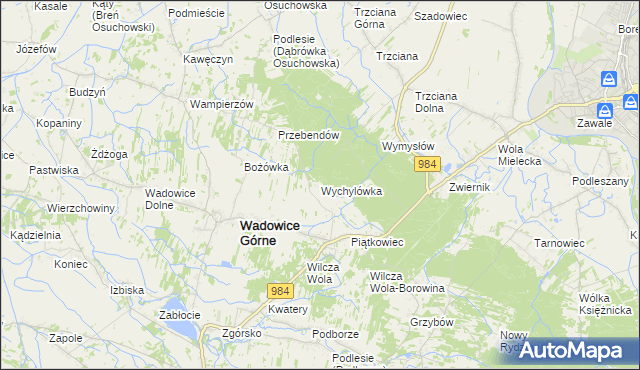 mapa Wychylówka, Wychylówka na mapie Targeo