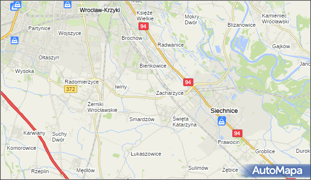 mapa Zacharzyce, Zacharzyce na mapie Targeo