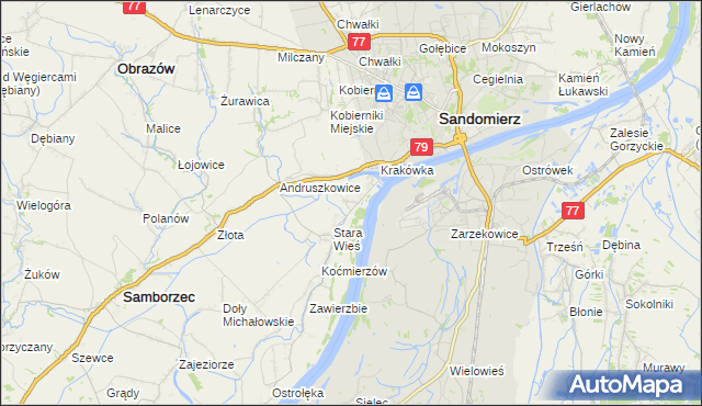 mapa Zawisełcze, Zawisełcze na mapie Targeo