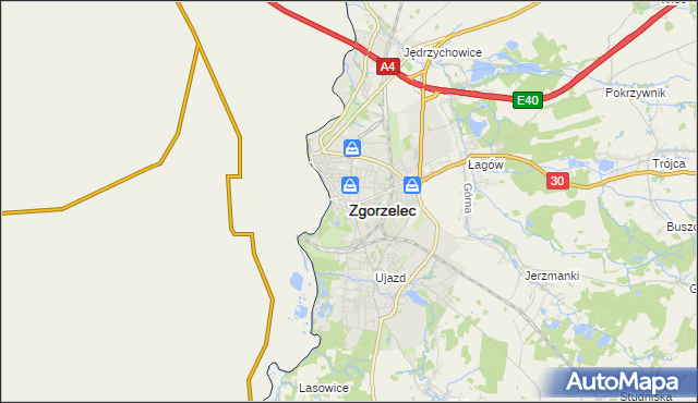 mapa Zgorzelec, Zgorzelec na mapie Targeo