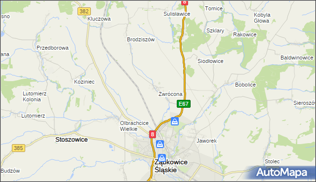 mapa Zwrócona, Zwrócona na mapie Targeo