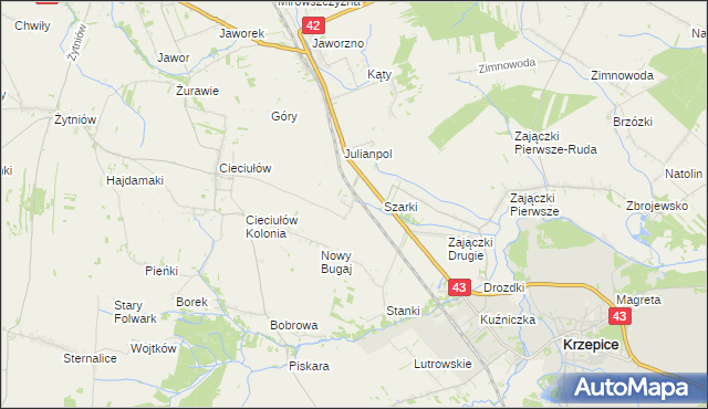 mapa Brzeziny Cieciułowskie, Brzeziny Cieciułowskie na mapie Targeo
