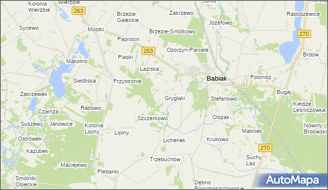 mapa Gryglaki, Gryglaki na mapie Targeo