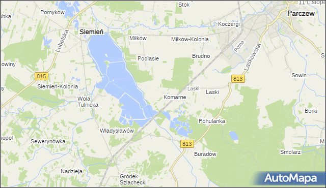 mapa Komarne, Komarne na mapie Targeo