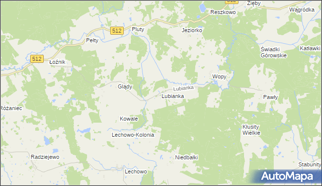 mapa Lubianka gmina Pieniężno, Lubianka gmina Pieniężno na mapie Targeo
