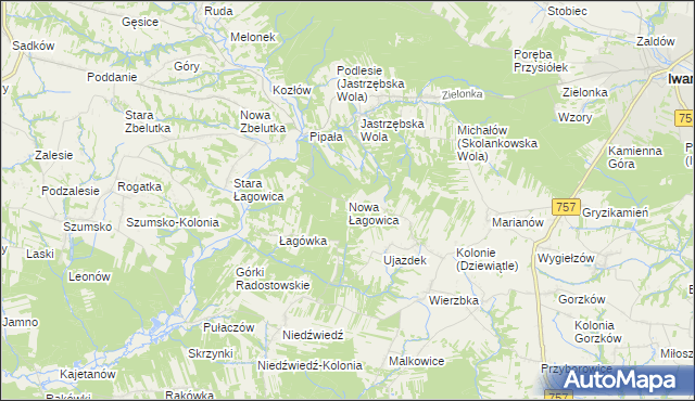mapa Nowa Łagowica, Nowa Łagowica na mapie Targeo