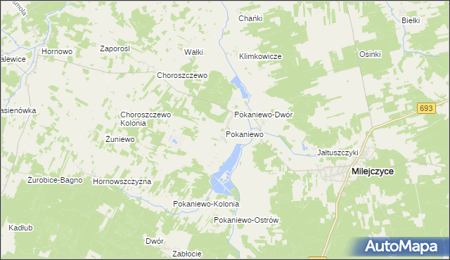 mapa Pokaniewo, Pokaniewo na mapie Targeo